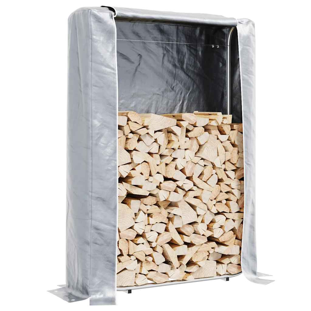 Firewood rack with rain protection 100x25x150 cm Galvanized steel