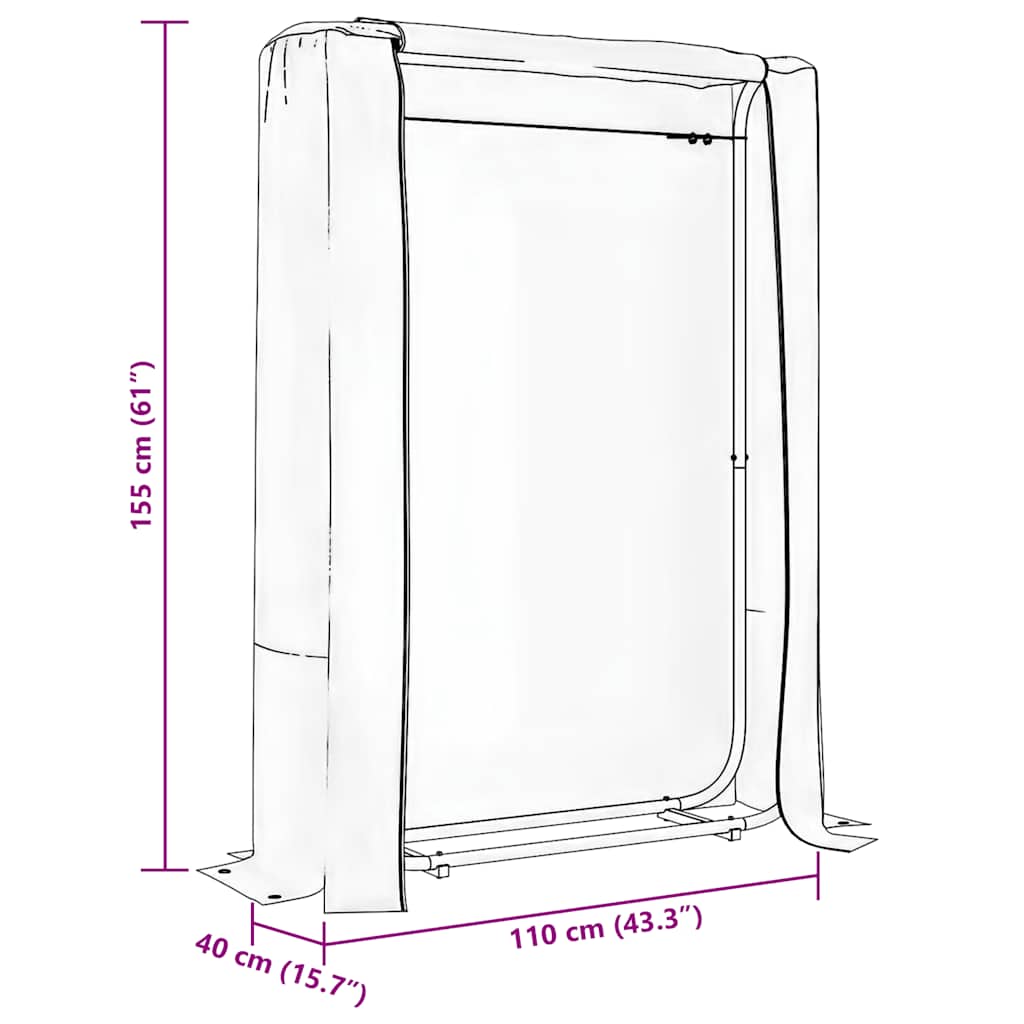 Firewood rack with rain protection 100x25x150 cm Galvanized steel