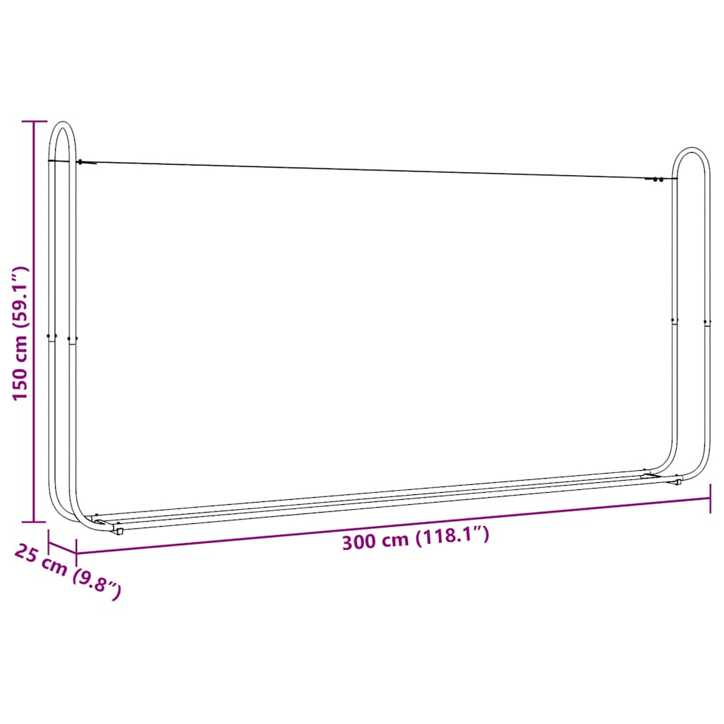Firewood rack with rain protection 300x25x150 cm Galvanized steel