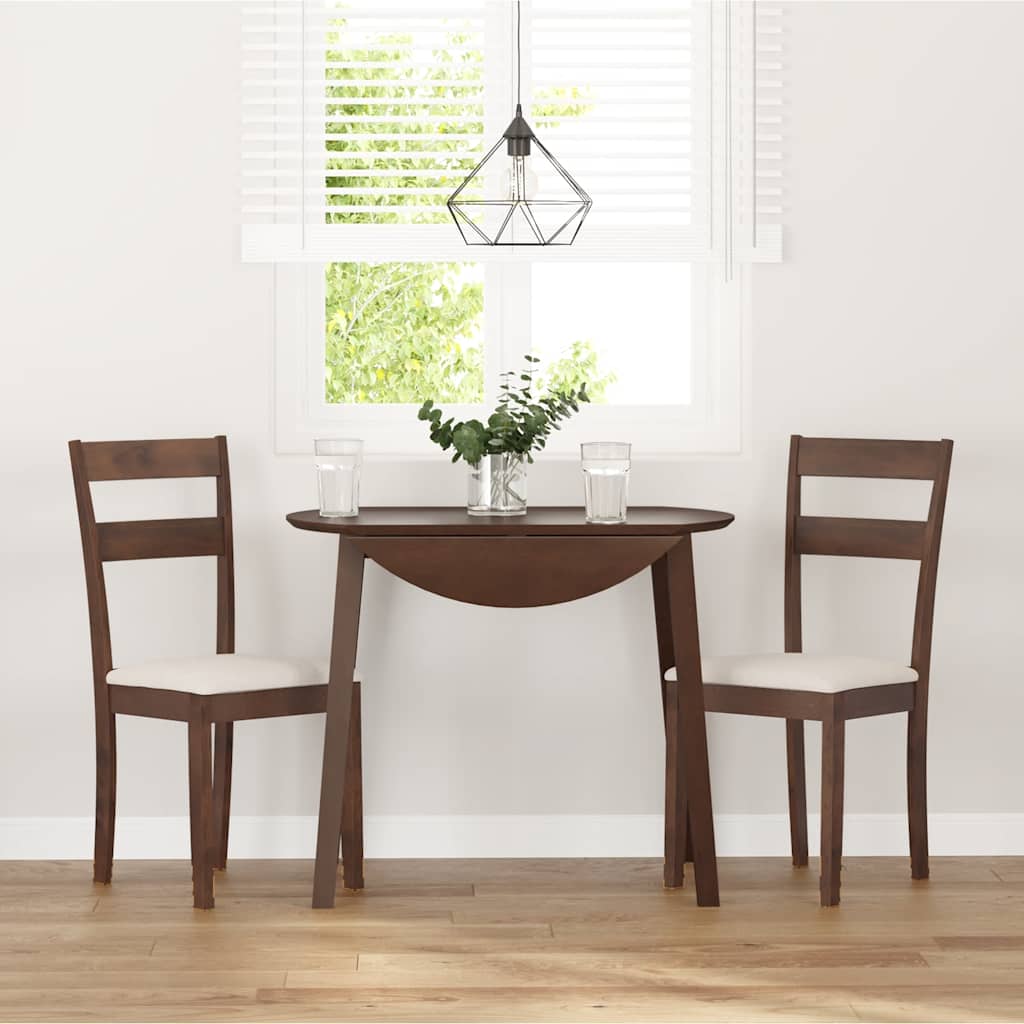 Dining Chairs with Cushions 2 Pcs Brown Solid Wood Rubber Tree