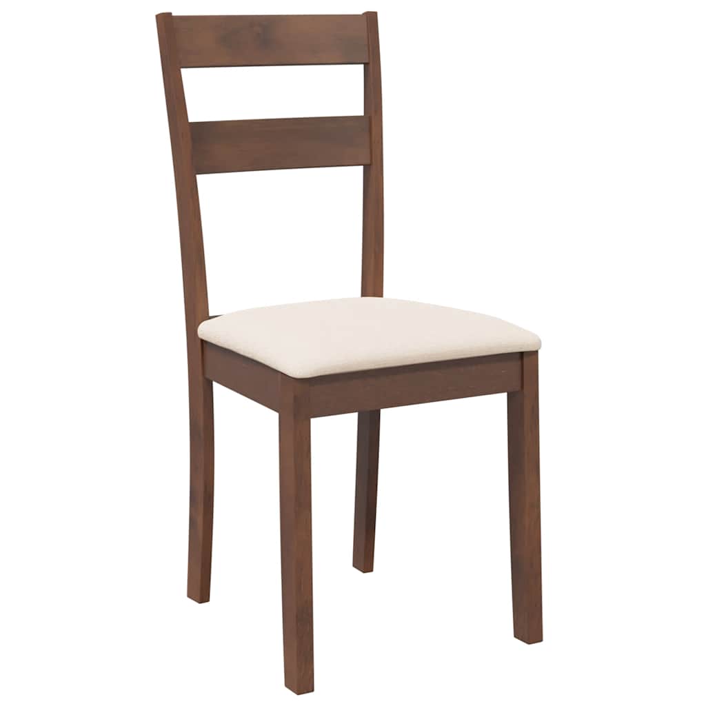 Dining Chairs with Cushions 2 Pcs Brown Solid Wood Rubber Tree