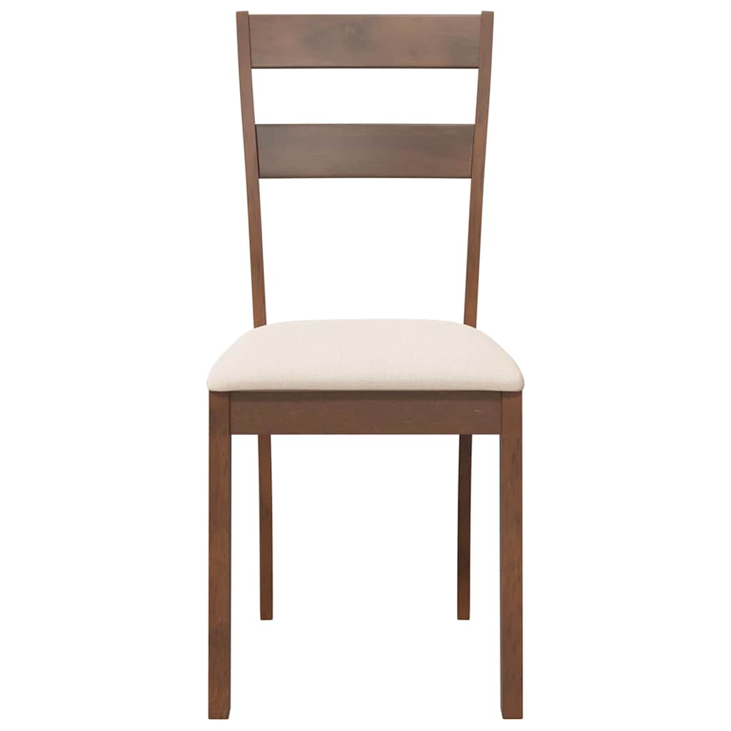 Dining Chairs with Cushions 2 Pcs Brown Solid Wood Rubber Tree