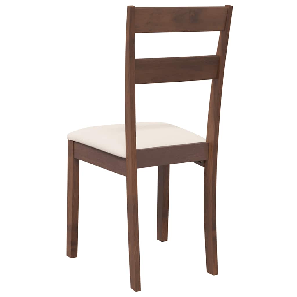 Dining Chairs with Cushions 2 Pcs Brown Solid Wood Rubber Tree