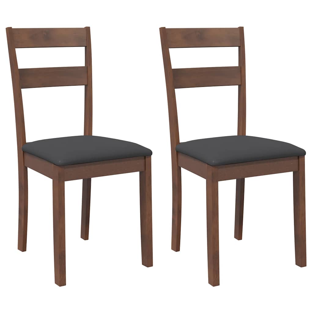 Dining Chairs with Cushions 2 Pcs Brown Solid Wood Rubber Tree