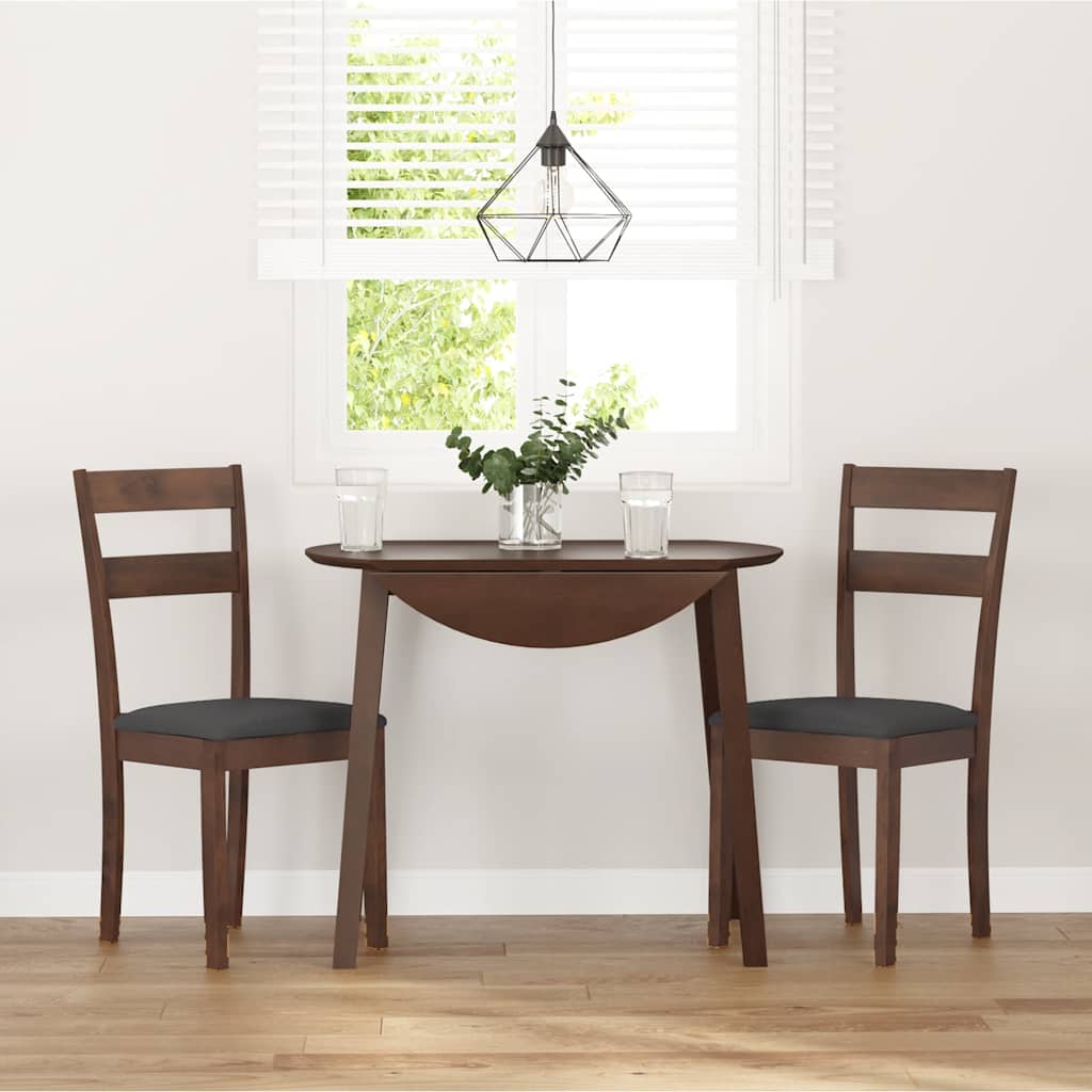 Dining Chairs with Cushions 2 Pcs Brown Solid Wood Rubber Tree