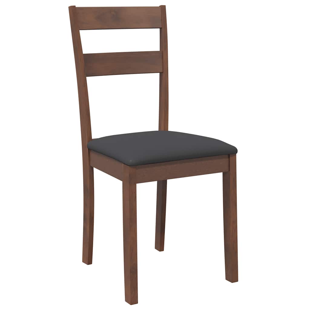 Dining Chairs with Cushions 2 Pcs Brown Solid Wood Rubber Tree