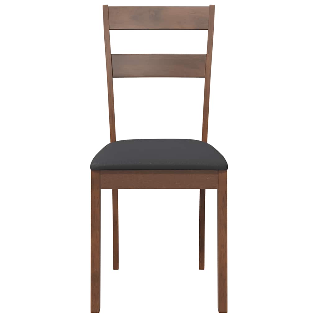 Dining Chairs with Cushions 2 Pcs Brown Solid Wood Rubber Tree