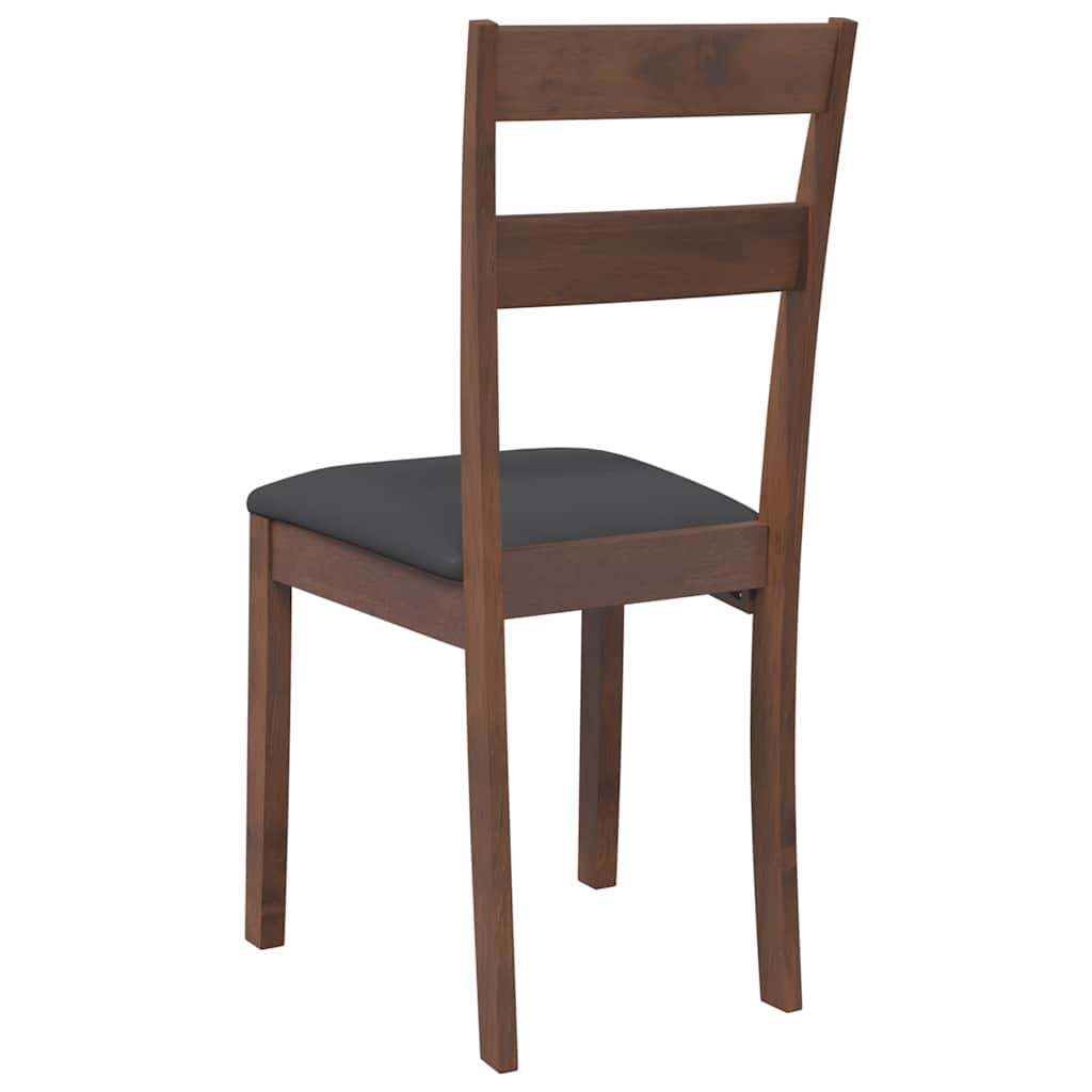 Dining Chairs with Cushions 2 Pcs Brown Solid Wood Rubber Tree