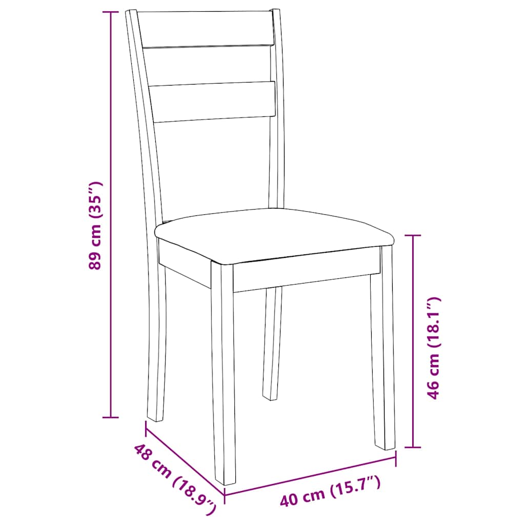 Dining Chairs with Cushions 2 Pcs Brown Solid Wood Rubber Tree