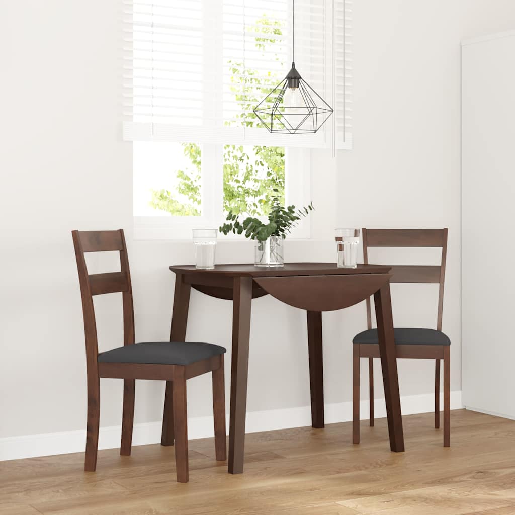 Dining Chairs with Cushions 2 Pcs Brown Solid Wood Rubber Tree
