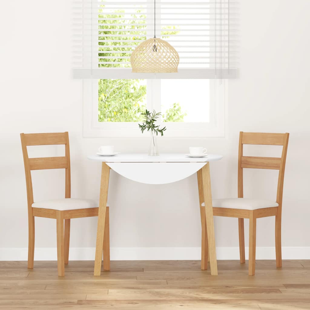 Dining Chairs with Cushions 2 Pcs Natural Solid Wood Rubber Tree