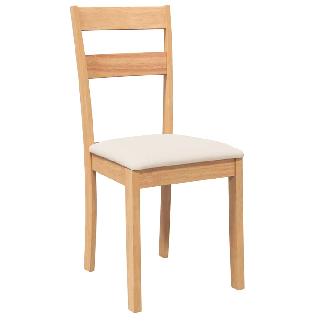Dining Chairs with Cushions 2 Pcs Natural Solid Wood Rubber Tree