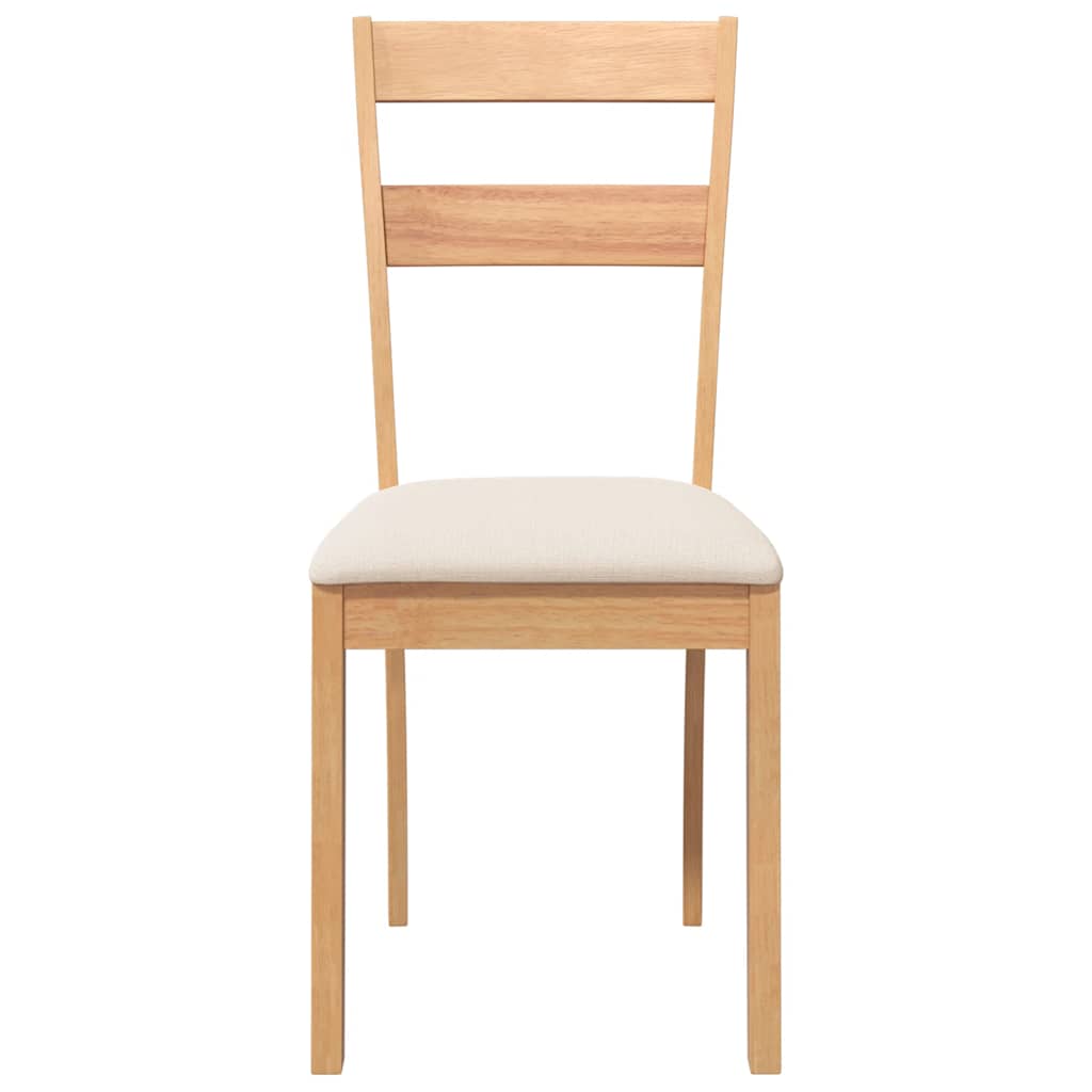 Dining Chairs with Cushions 2 Pcs Natural Solid Wood Rubber Tree