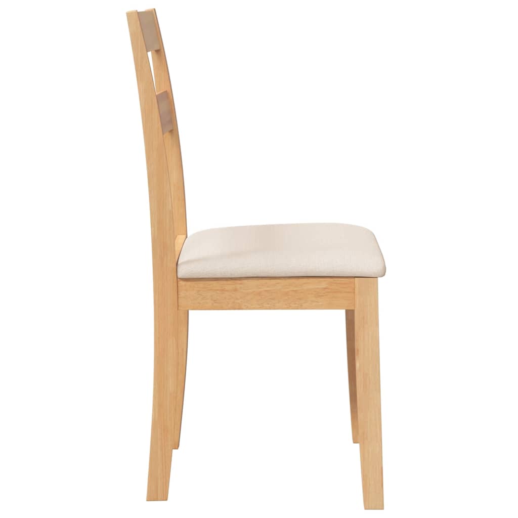 Dining Chairs with Cushions 2 Pcs Natural Solid Wood Rubber Tree
