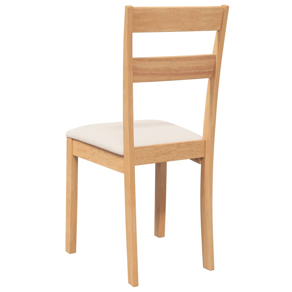 Dining Chairs with Cushions 2 Pcs Natural Solid Wood Rubber Tree