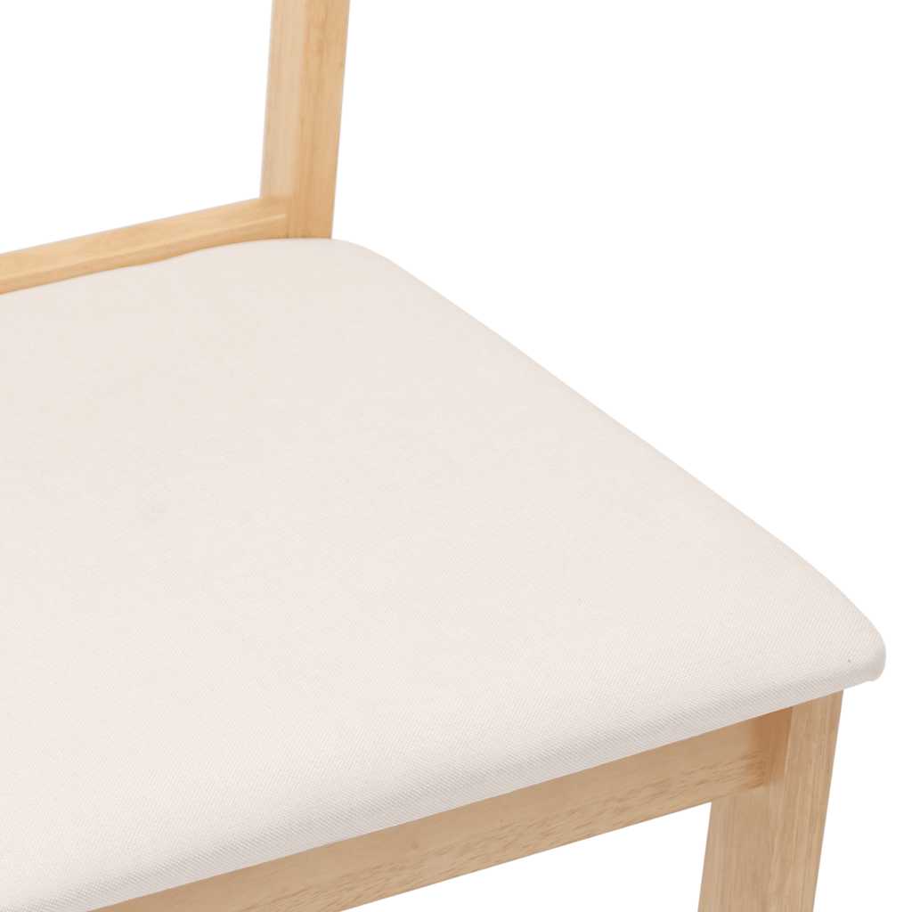Dining Chairs with Cushions 2 Pcs Natural Solid Wood Rubber Tree