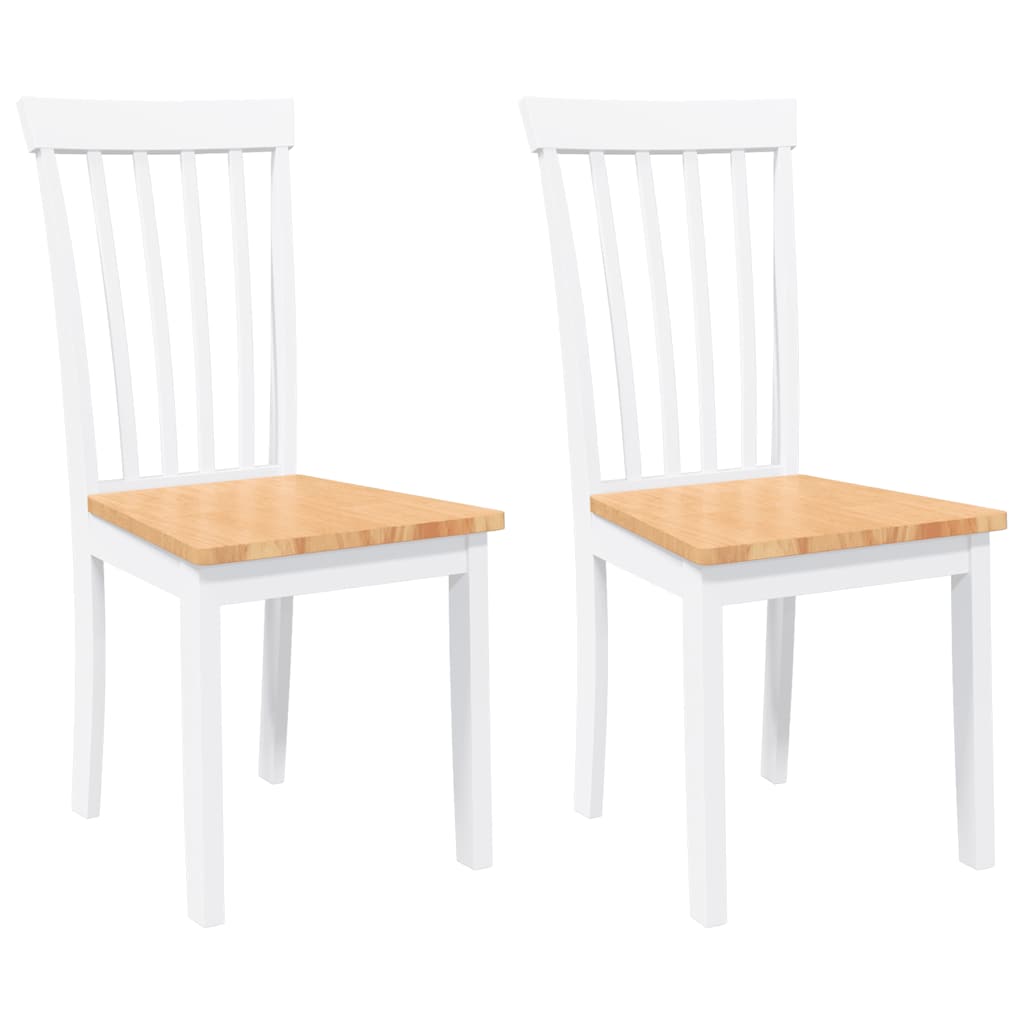 Dining Chairs 2 pcs. White Solid Wood Rubberwood