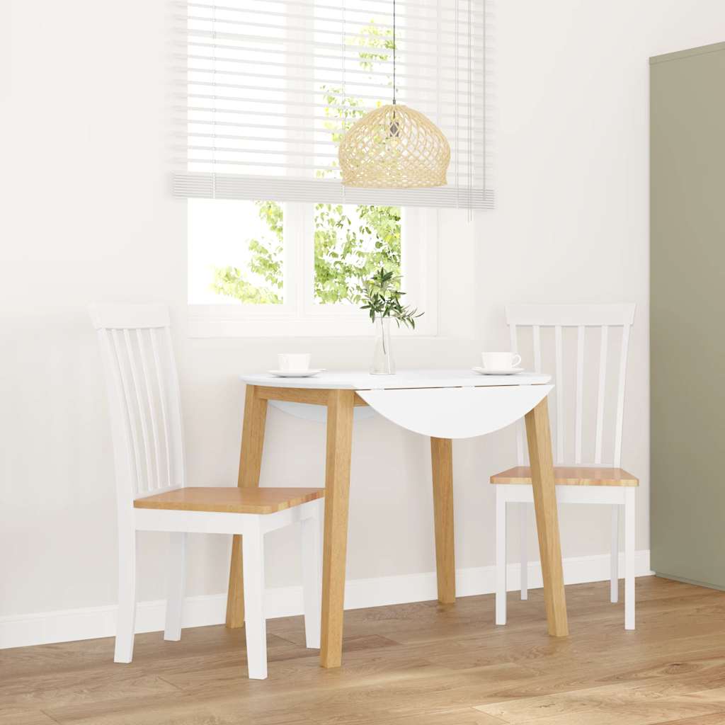 Dining Chairs 2 pcs. White Solid Wood Rubberwood