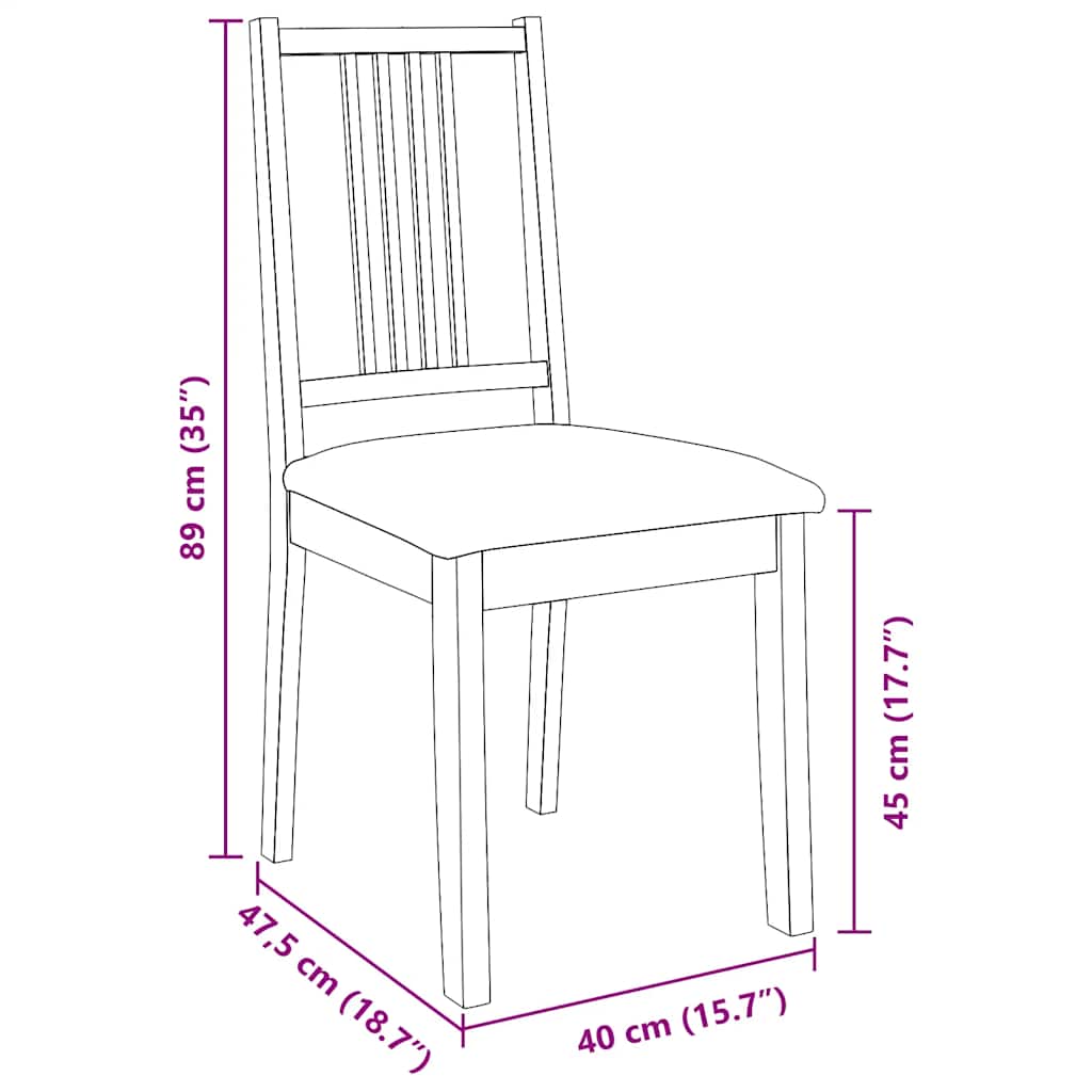 Esszimmerstühle mit Kissen 2 Stk. Braun Massivholz Gummibaum