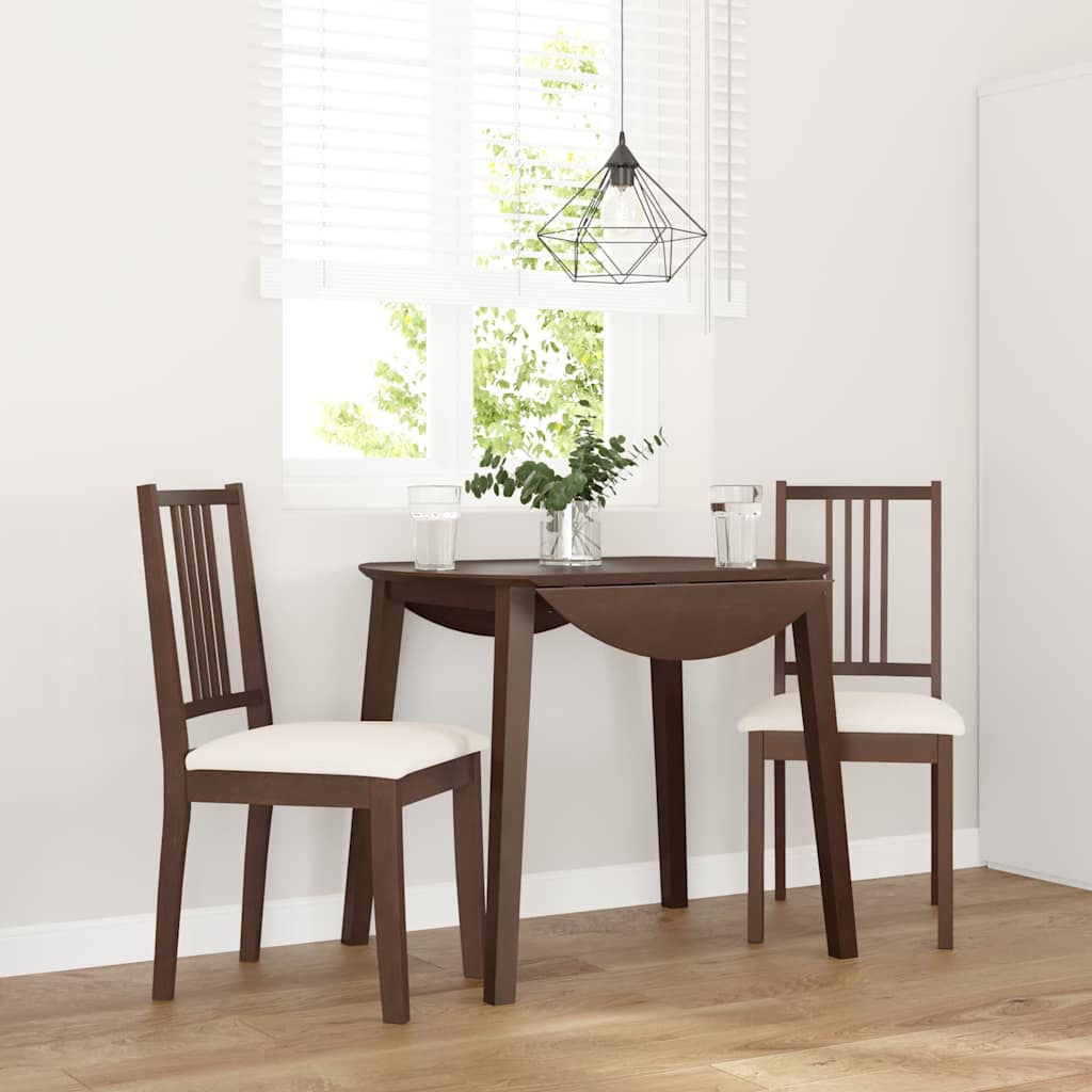 Dining Chairs with Cushions 2 Pcs Brown Solid Wood Rubber Tree