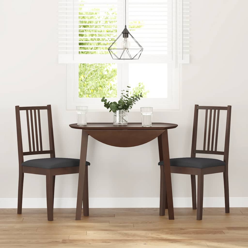 Dining Chairs with Cushions 2 Pcs Brown Solid Wood Rubber Tree
