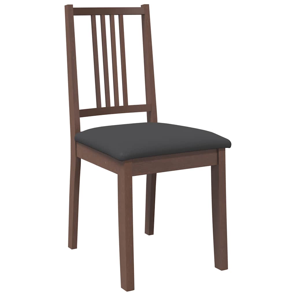 Dining Chairs with Cushions 2 Pcs Brown Solid Wood Rubber Tree