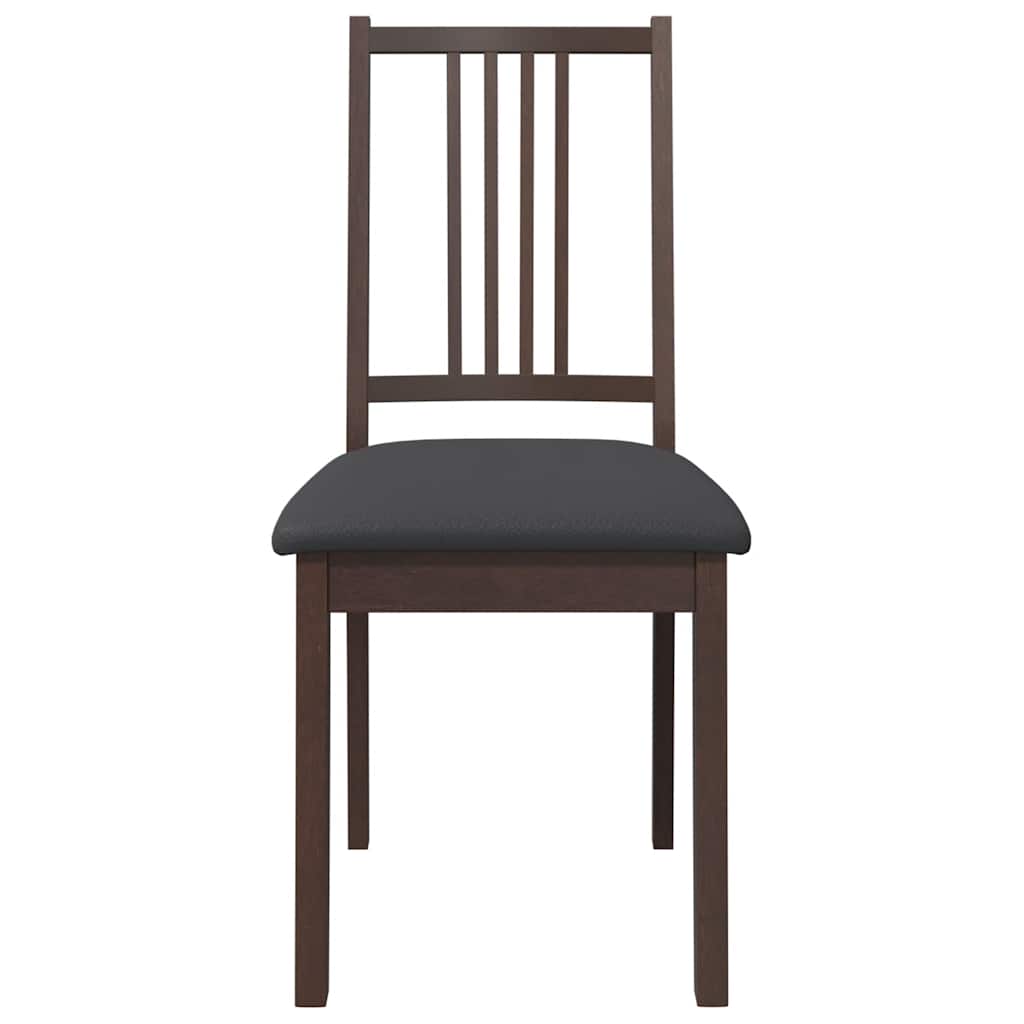 Dining Chairs with Cushions 2 Pcs Brown Solid Wood Rubber Tree