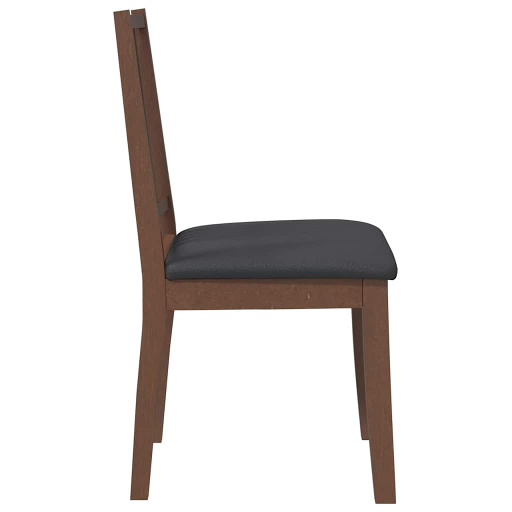 Dining Chairs with Cushions 2 Pcs Brown Solid Wood Rubber Tree