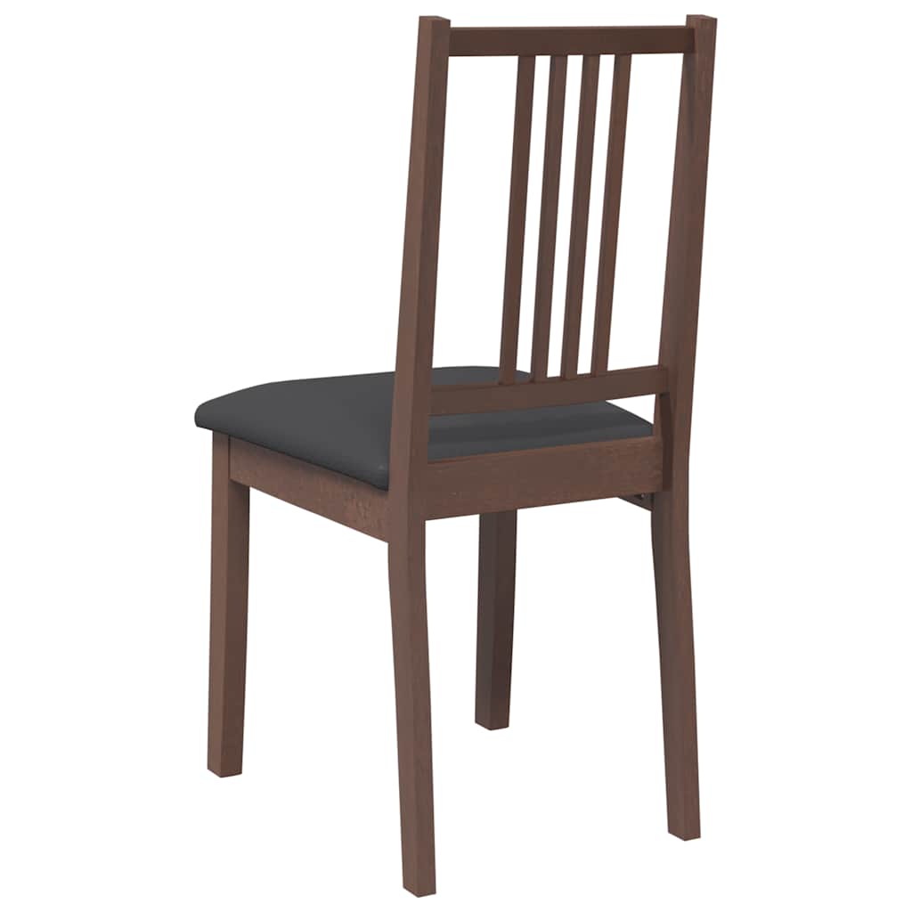 Dining Chairs with Cushions 2 Pcs Brown Solid Wood Rubber Tree