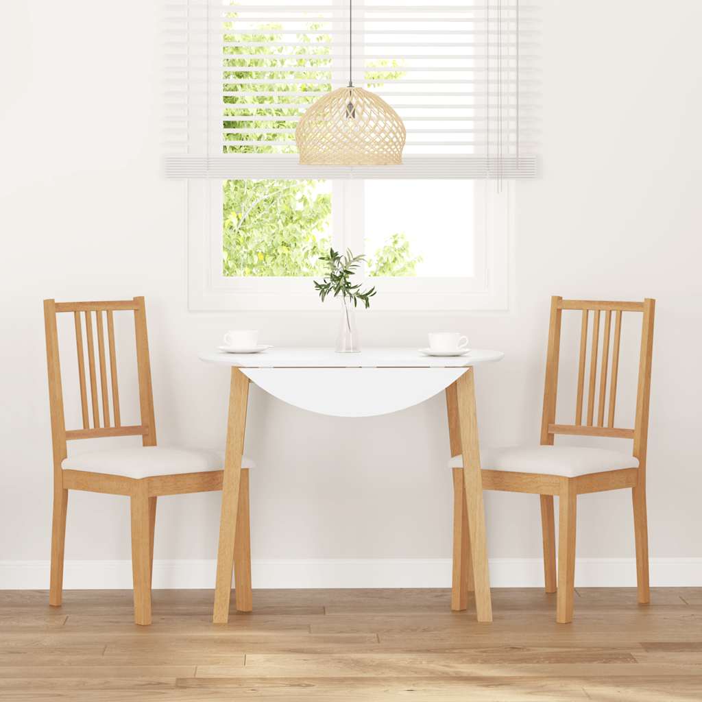 Dining Chairs with Cushions 2 Pcs Natural Solid Wood Rubber Tree