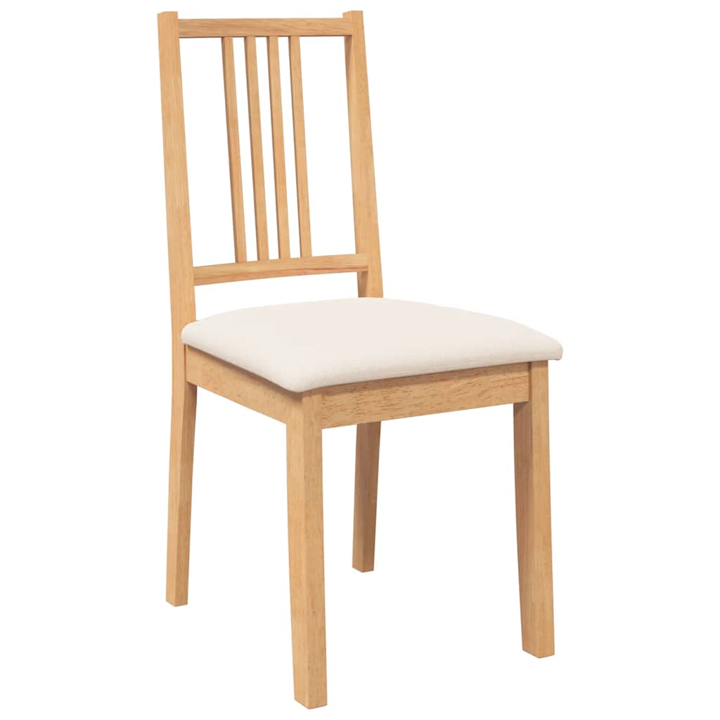 Dining Chairs with Cushions 2 Pcs Natural Solid Wood Rubber Tree