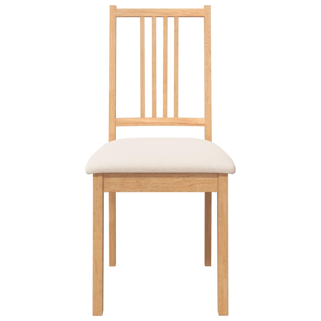 Dining Chairs with Cushions 2 Pcs Natural Solid Wood Rubber Tree