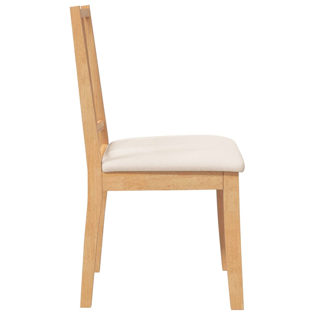 Dining Chairs with Cushions 2 Pcs Natural Solid Wood Rubber Tree