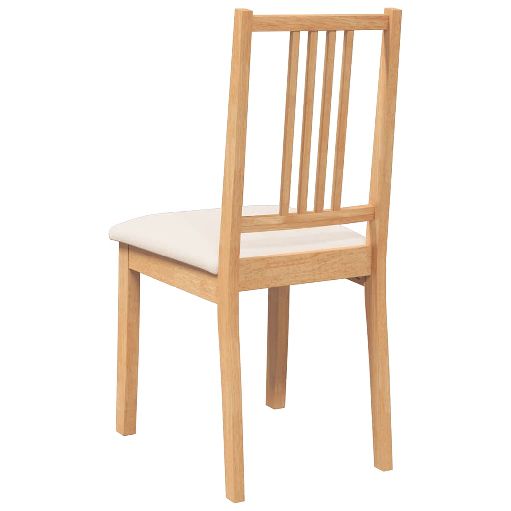 Dining Chairs with Cushions 2 Pcs Natural Solid Wood Rubber Tree