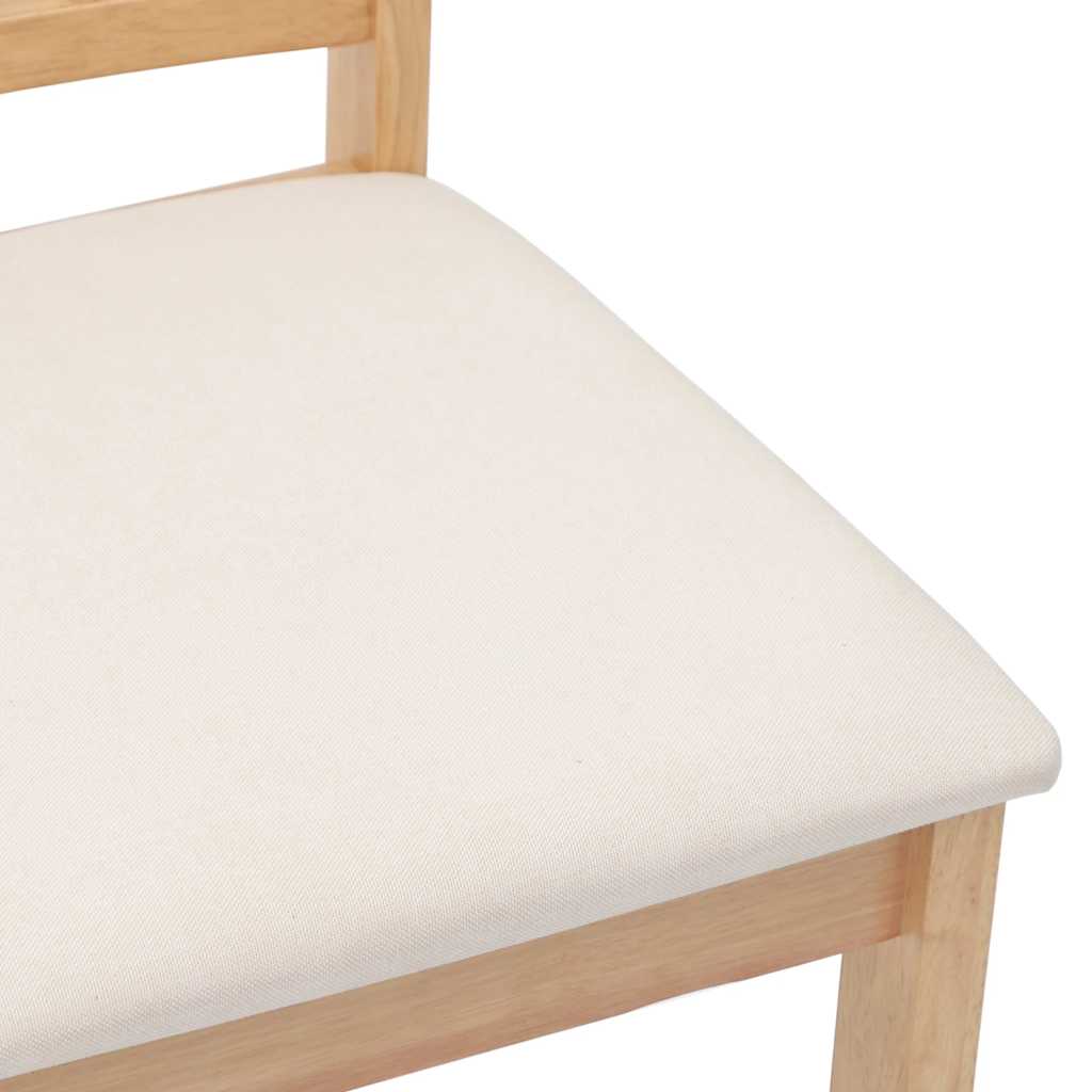 Dining Chairs with Cushions 2 Pcs Natural Solid Wood Rubber Tree