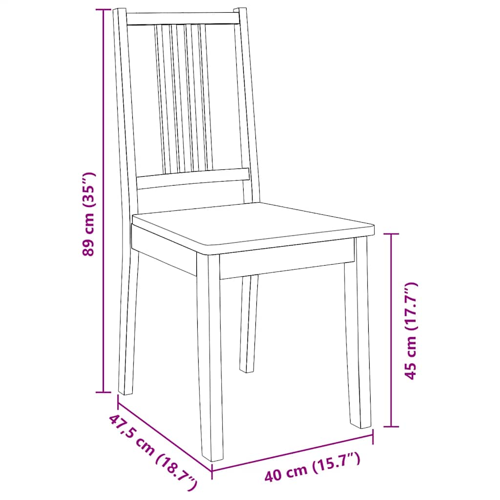 Dining room chairs 2 pcs. Natural solid wood rubber tree