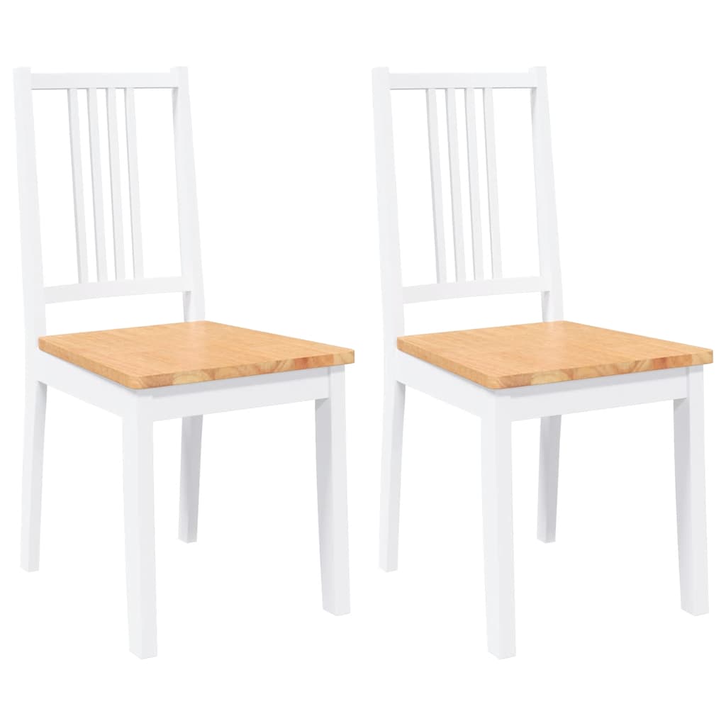 Esszimmerstühle 2 Stk. Weiß Massivholz Gummibaum