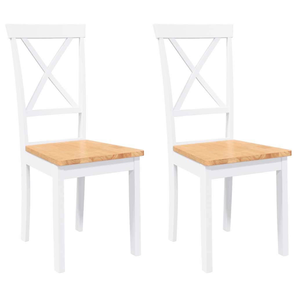 Dining Chairs 2 pcs. White Solid Wood Rubberwood