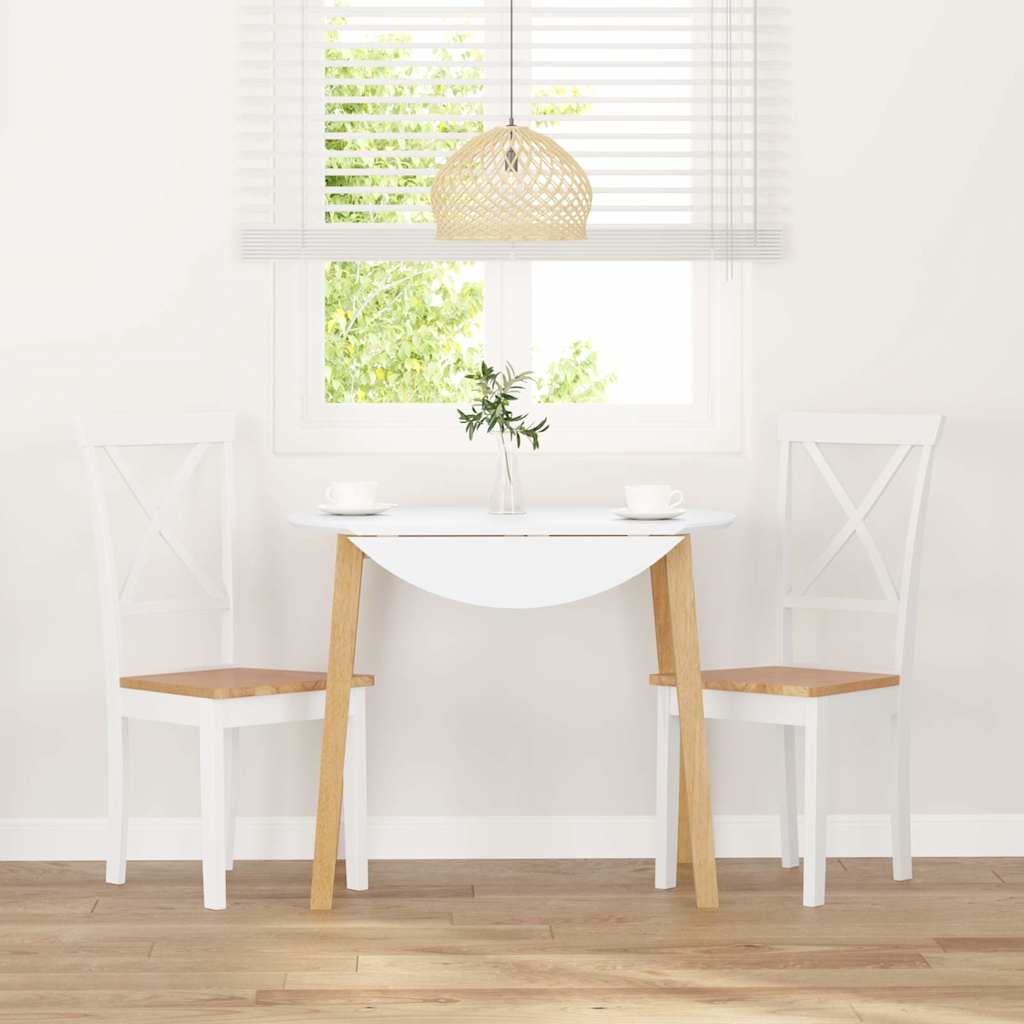 Dining Chairs 2 pcs. White Solid Wood Rubberwood
