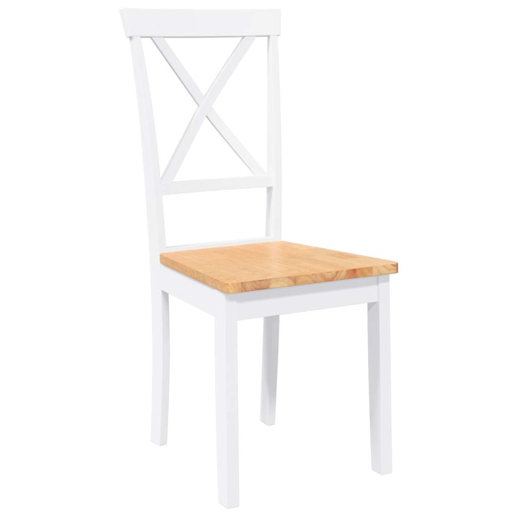 Dining Chairs 2 pcs. White Solid Wood Rubberwood
