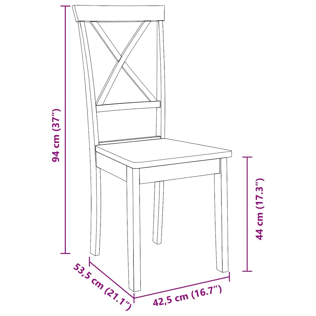 Dining Chairs 2 pcs. White Solid Wood Rubberwood