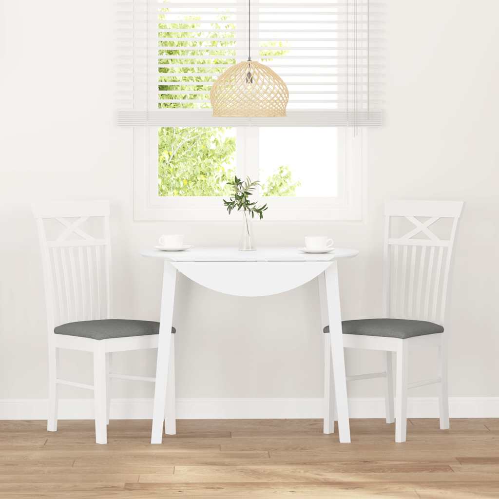 Dining Chairs with Cushions 2 Pcs White Solid Wood Rubber Tree