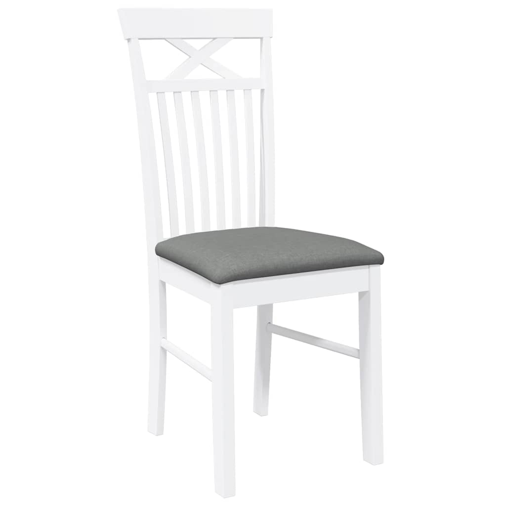 Dining Chairs with Cushions 2 Pcs White Solid Wood Rubber Tree
