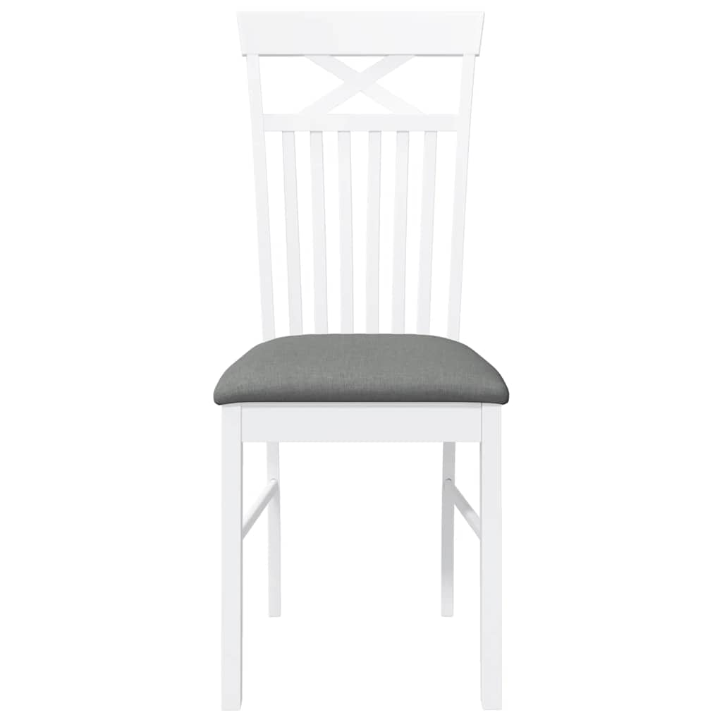 Dining Chairs with Cushions 2 Pcs White Solid Wood Rubber Tree