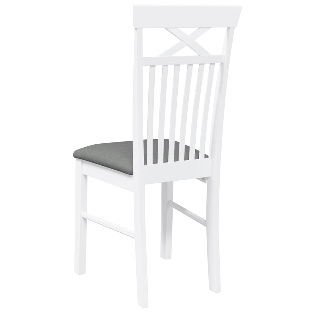 Dining Chairs with Cushions 2 Pcs White Solid Wood Rubber Tree