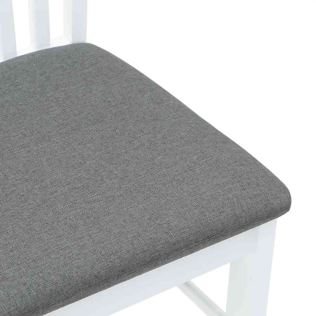 Dining Chairs with Cushions 2 Pcs White Solid Wood Rubber Tree