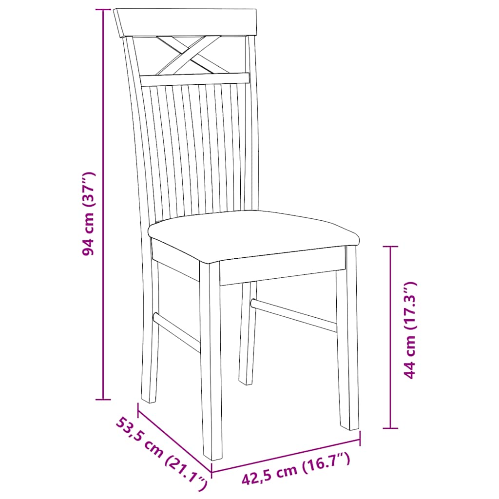 Dining Chairs with Cushions 2 Pcs White Solid Wood Rubber Tree