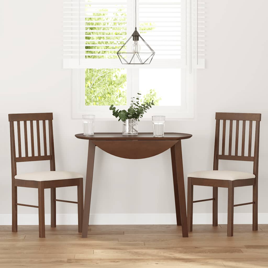 Dining Chairs with Cushions 2 Pcs Brown Solid Wood Rubber Tree