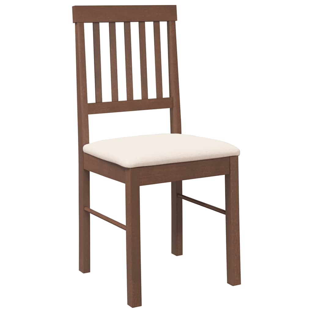 Dining Chairs with Cushions 2 Pcs Brown Solid Wood Rubber Tree