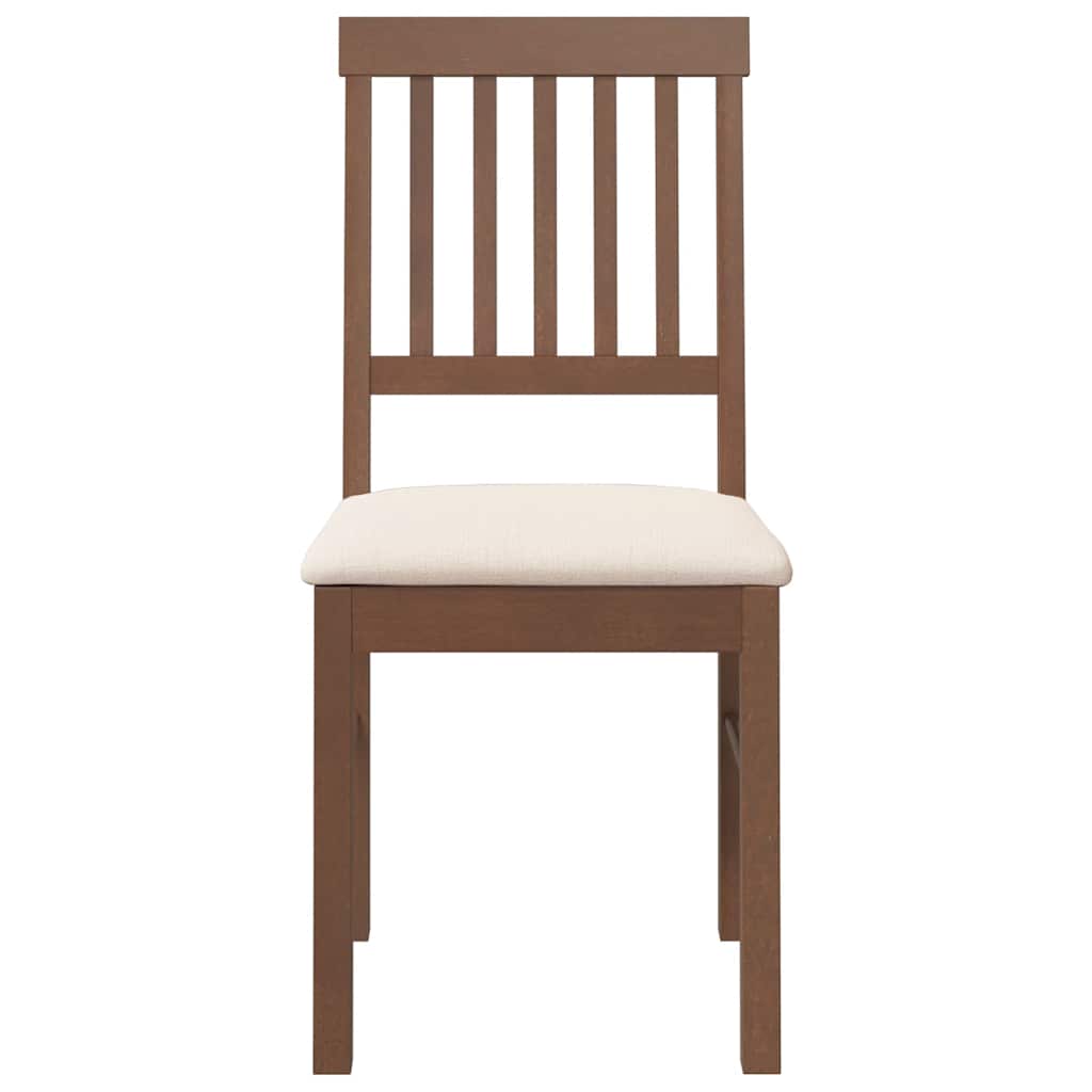 Dining Chairs with Cushions 2 Pcs Brown Solid Wood Rubber Tree